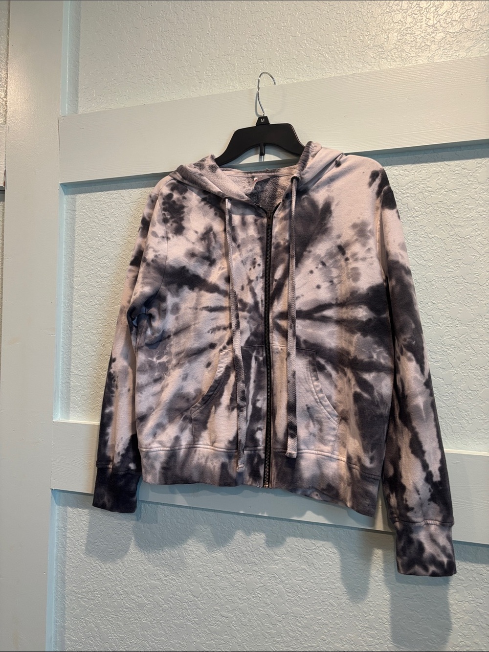 No Boundaries Black & White Tie-Dye Zip Hoodie Jacket
